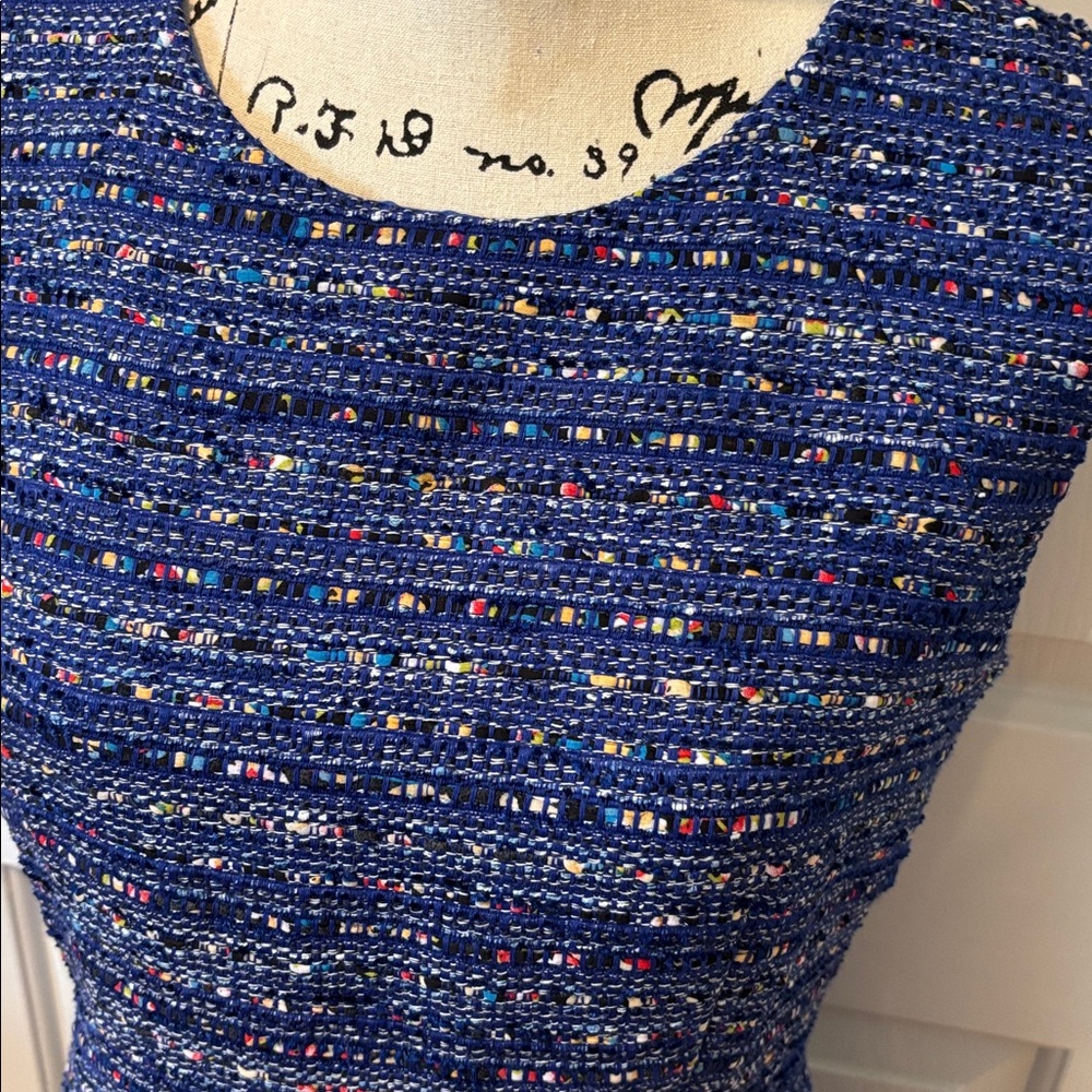 NWT J. Crew Blue Coco Tweed Boucle Fluted Flare Hem Dress Size 8 - Picture 7 of 11